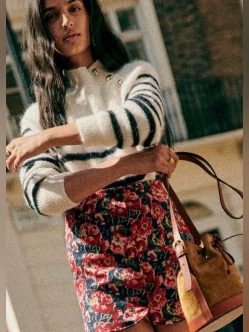 Sezane Leslie Skirt Jacquard Roses - Size 2